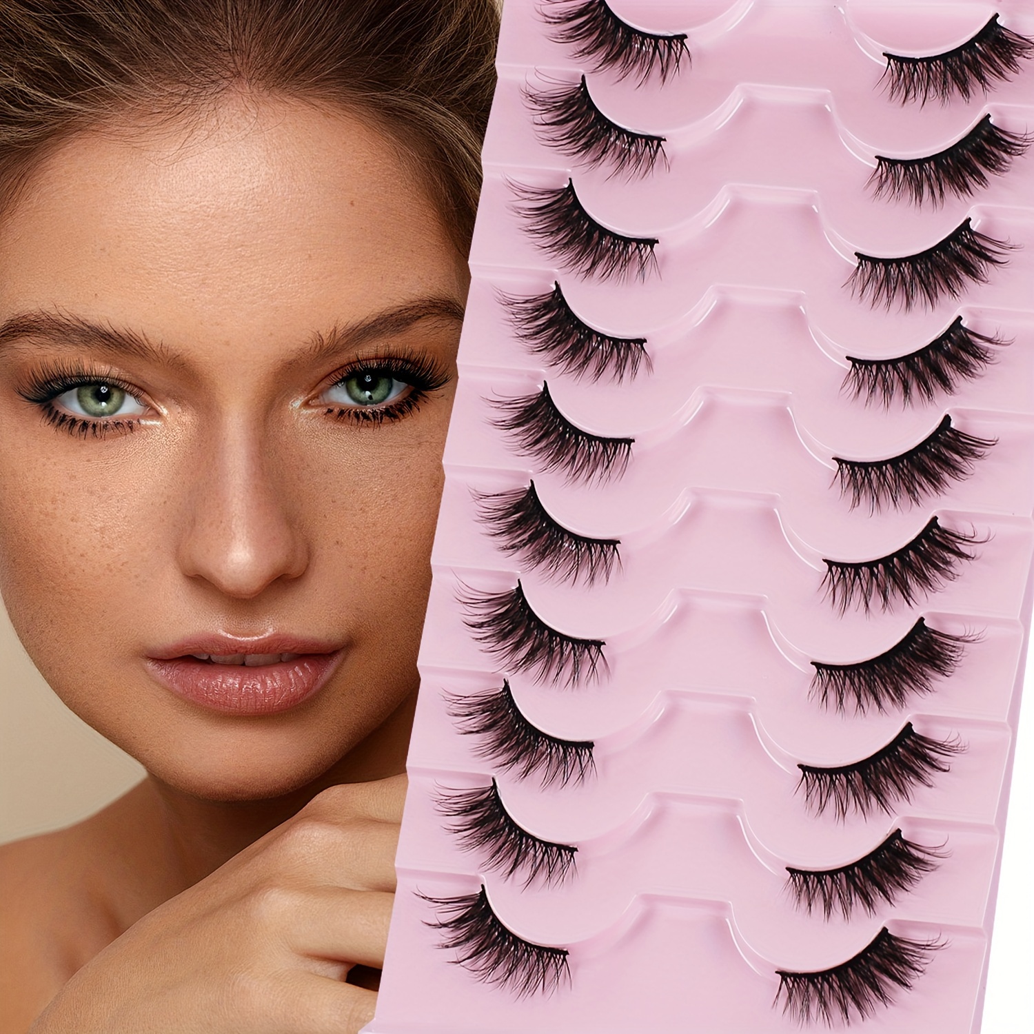 

10 Pairs Natural-looking Wispy Cat Eye False Eyelashes, 10mm Short Length, & Reusable, Beginner-friendly, Of Styles (doll, , Fluffy, Dramatic) - A02-10f