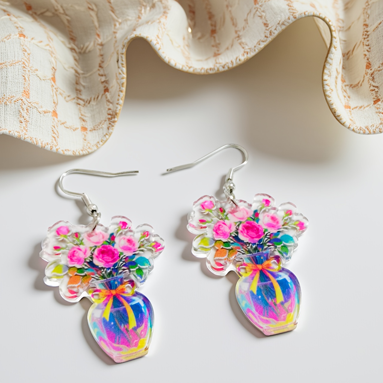 Stylish Floral Drop Earrings for Women, 2D Flat Design