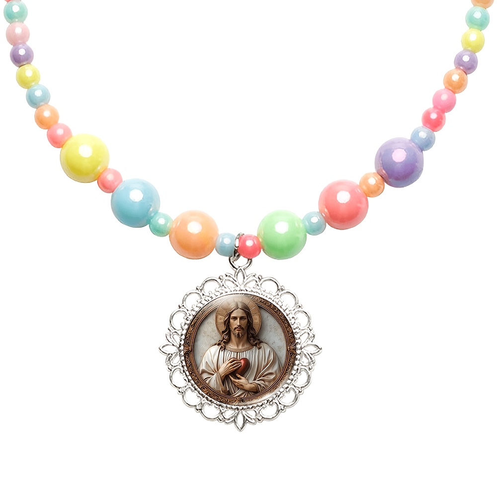 2pcs Sacred Heart Necklace and Bracelet Set