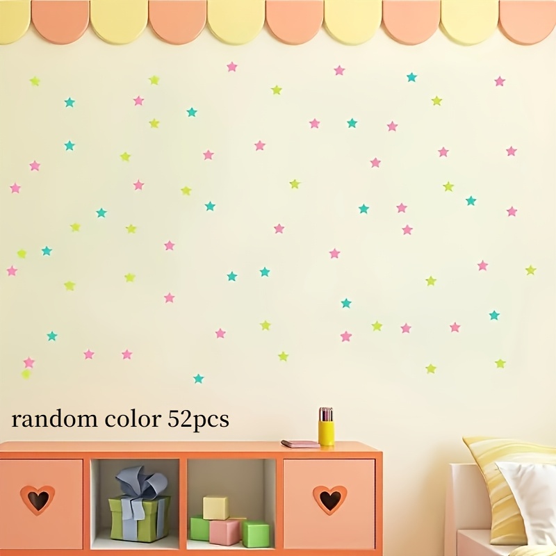 TEMU 52pcs Mixed -in-the- Stickers, Wall And Ceiling Decorative Glow Decals, Party Supplies, Long-lasting Holiday Gift, Suitable For , Easy To Peel