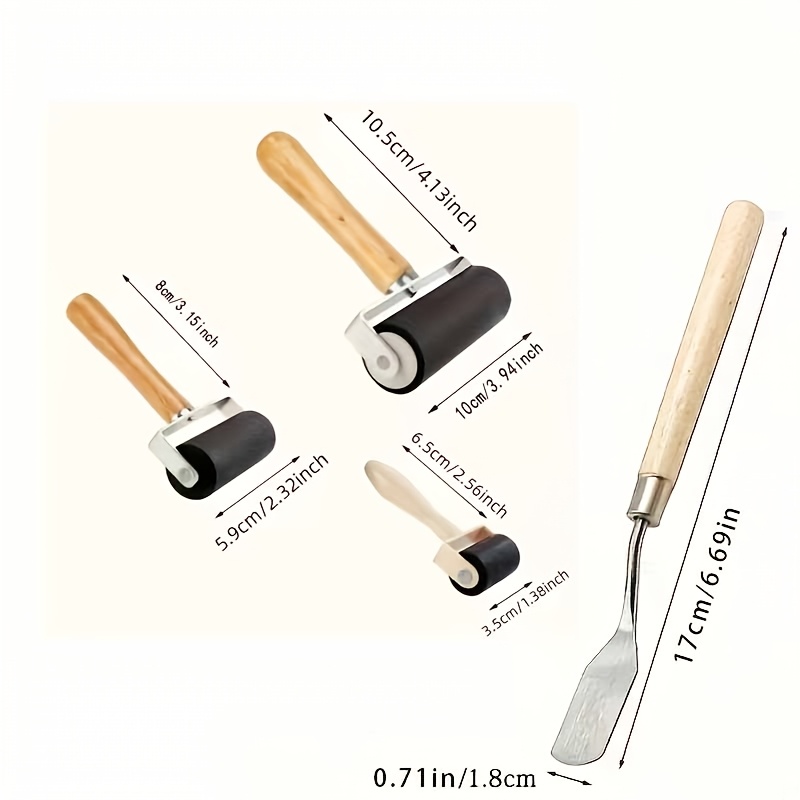 4-Pack Rubber Rollers for Craft Printing