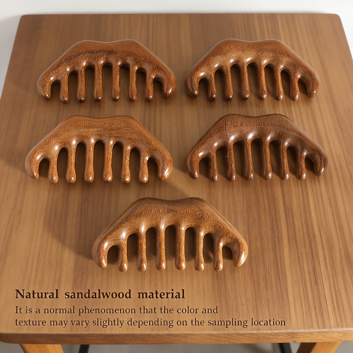 1 Peine de Sándalo | Madera Natural, Diseño de Dientes Anchos para Alisar el Cabello, Portátil para Uso Doméstico