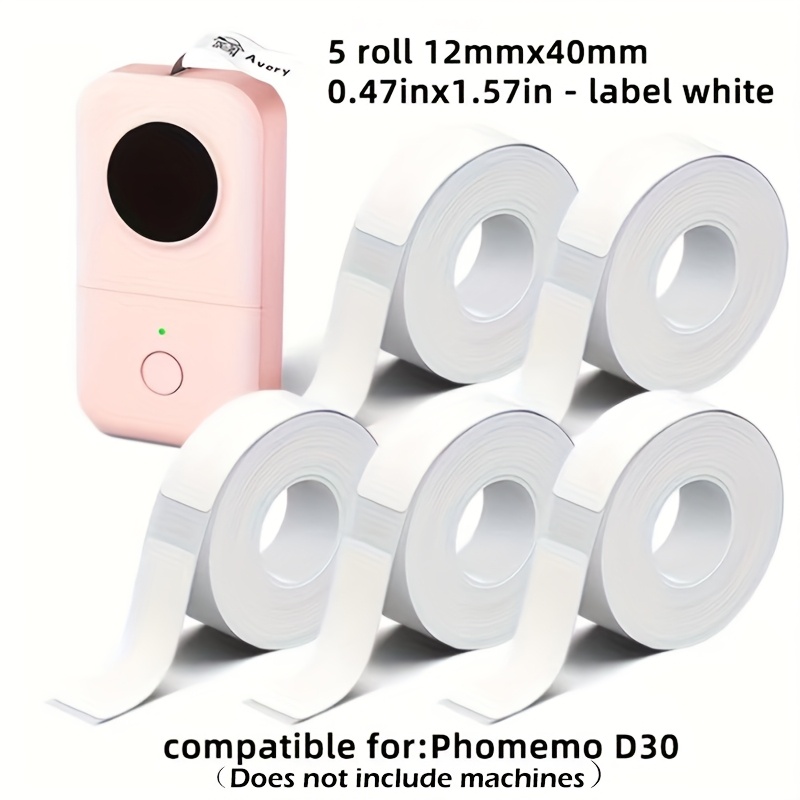 Image of 800 Labels Suitable For Q30 Q31 Q32 D30 D35 D30s White Labels, 12x40mm (3/8"x1 1/2") And Other Size Label Tapes, Suitable For Q30/d30 Printers, D30 Labels Are Suitable For Schools And Homes, 5 Rolls