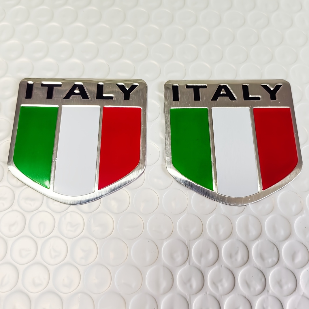 E-shop 2 Stück Italien Flagge Schild Emblem Abzeichen - Premium Aluminium Italienische Nationalflagge Aufkleber Auto Sticker für Auto Motorrad LKW