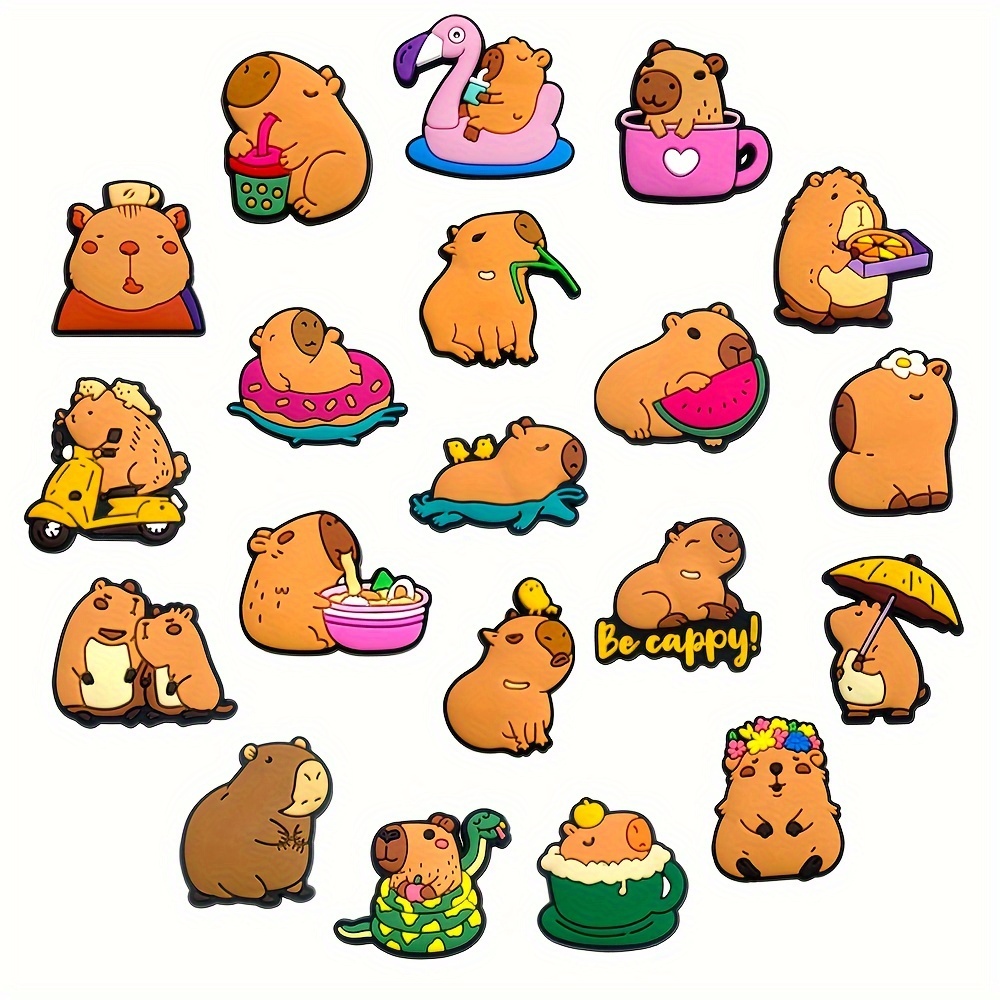 

20pcs Capybara Pvc Shoe Charms Set - Assorted Lazy For Beach Bags & Shoe Accessories, Ideal For Birthday, Christmas, Valentine's, Halloween Party Favors