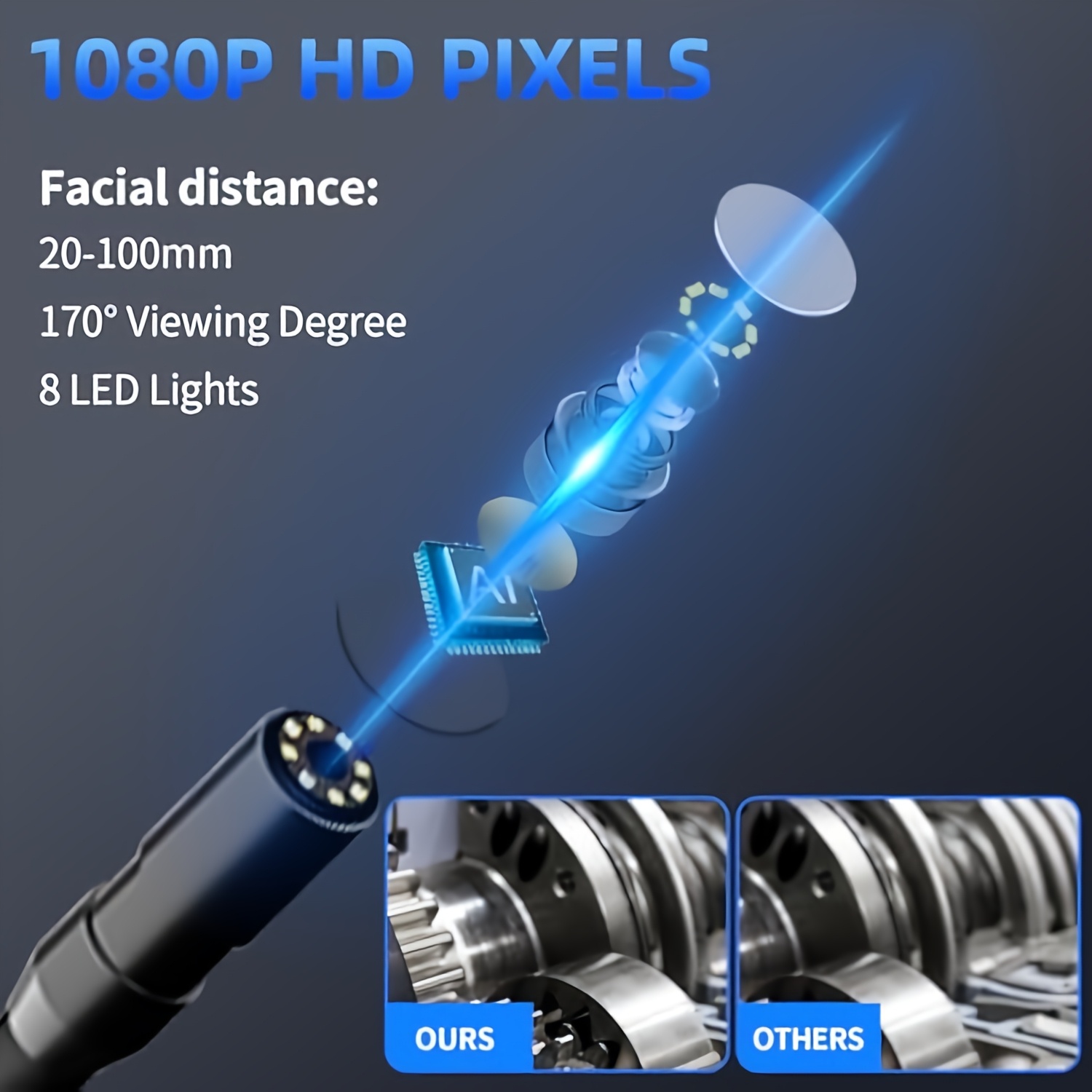 Heavy-Duty Endoscope Camera with Light - IP67 Borescope, 8 Adjustable LED Lights & 4.3” LCD Screen, HD 1080P Inspection Camera with 16.5ft Semi-Rigid Cord Suitable for, Automotive, Plumbing, HVAC, and Use 16 Heavy-Duty Endoscope Camera with Light - IP67 Borescope, 8 Adjustable LED Lights & 4.3” LCD Screen, HD 1080P Inspection Camera with 16.5ft Semi-Rigid Cord Suitable for, Automotive, Plumbing, HVAC, and Use