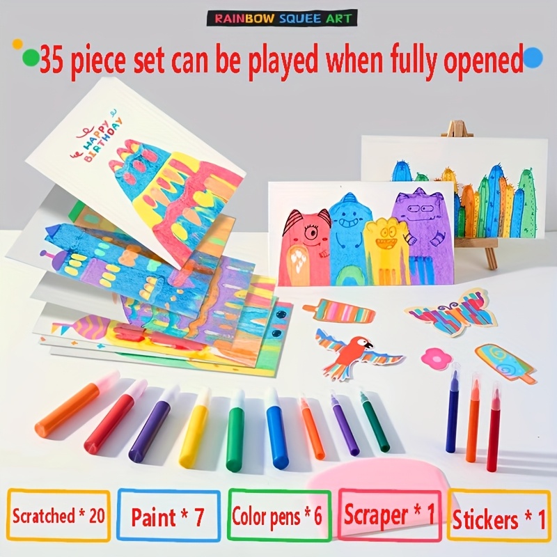 TEMU Art Kit - With Dot Painting Sheets, Diy Notebooks & Postcards, Includes 7-color Paint + 6 Color Pens, For & Parties