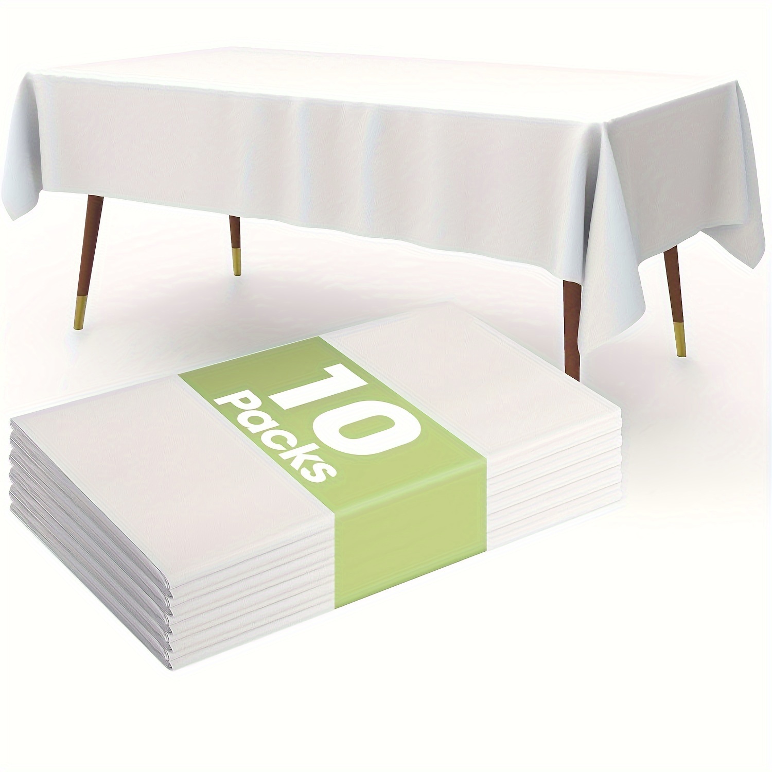 

Premium Disposable Table Cloth, Table Cloths For Parties, Decorative Tablecloths For Rectangle Tables, White Plastic Table Cover, Leakproof & Sturdy