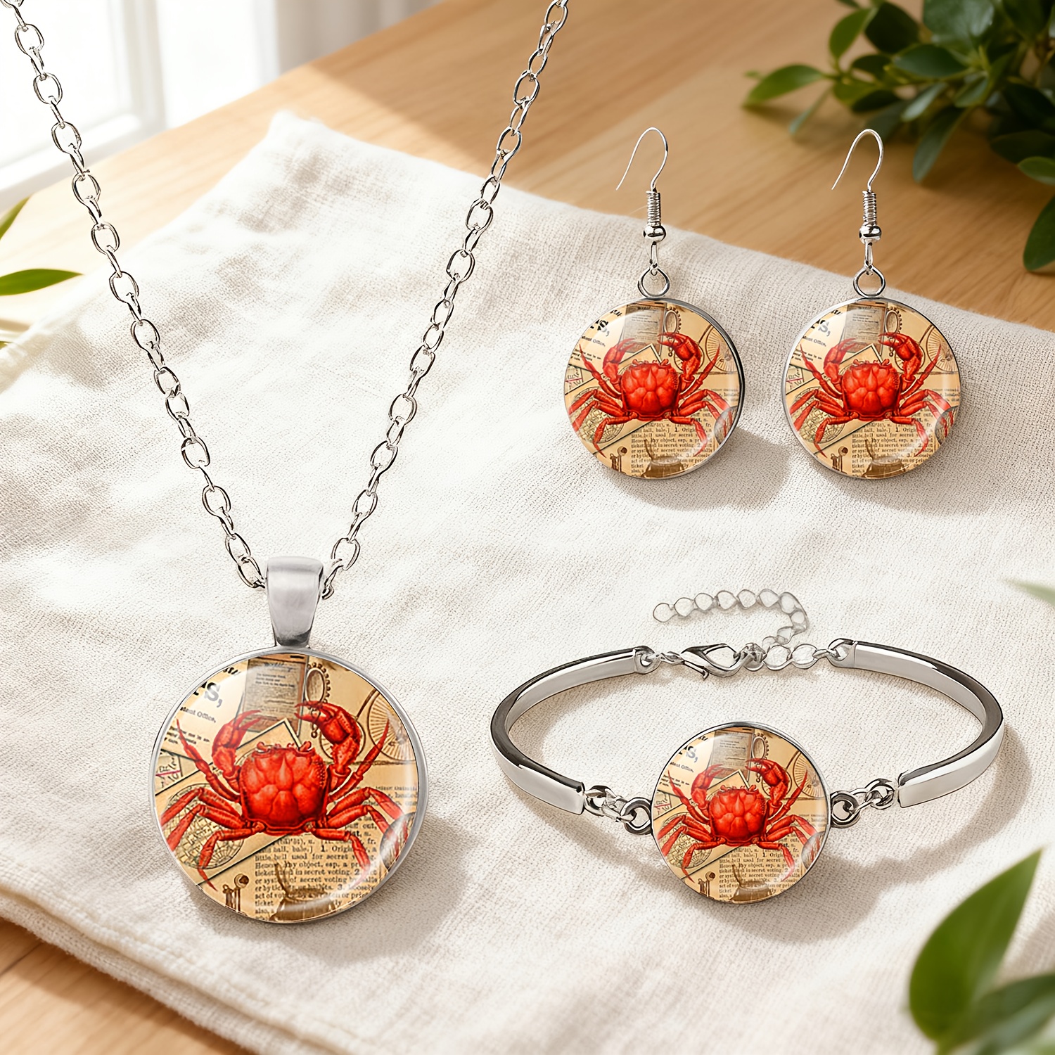 4pcs White Jewelry Set, Necklace, Bracelet, Earrings