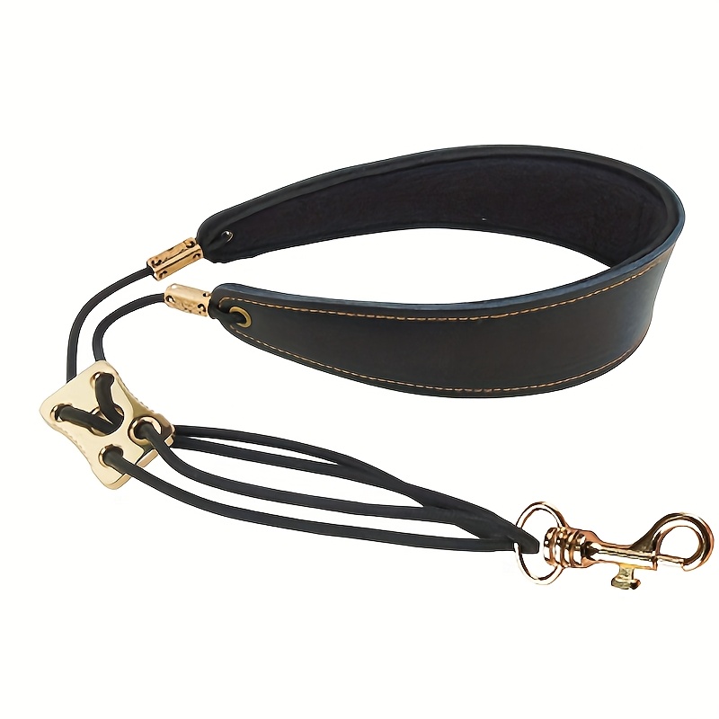 TEMU Correa de cuello para saxofón negra premium, correa de cuello para instrumento de saxofón - Cordón trasero ajustable para una interpretación