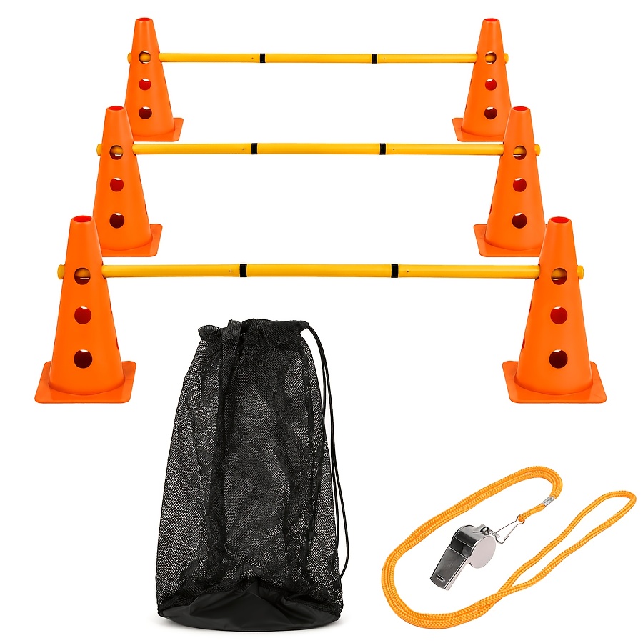 TEMU Dog Agility Equipment Set, Pet Training Obstacle Course Kit With Cones, Agility Poles, Whistle, And Storage Bag For Outdoor Exercise