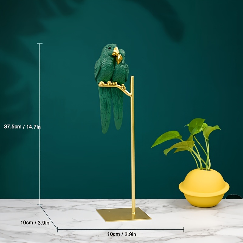Image of 1pc Resin Love Parrot Statue, Nordic Style Decor, Modern Therapeutic Sculpture For Living Room Atmosphere, Desk And Tabletop Art Craft For Office/exhibition, Valentine's/christmas Gift For