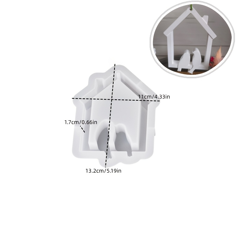 TEMU 1pc Dnejiu Resin Silicone Mold Suitable For Diy Hollow House & Bird Molds, Hollow Epoxy Resin/epoxy Plaster Mould With Hollow For Candle Making,