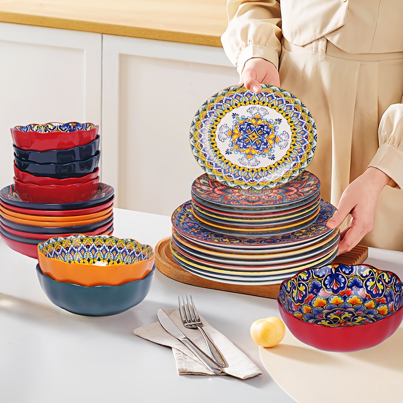 16 24 32pcs bohemia ceramic dinnerware set clearance deal - Temu