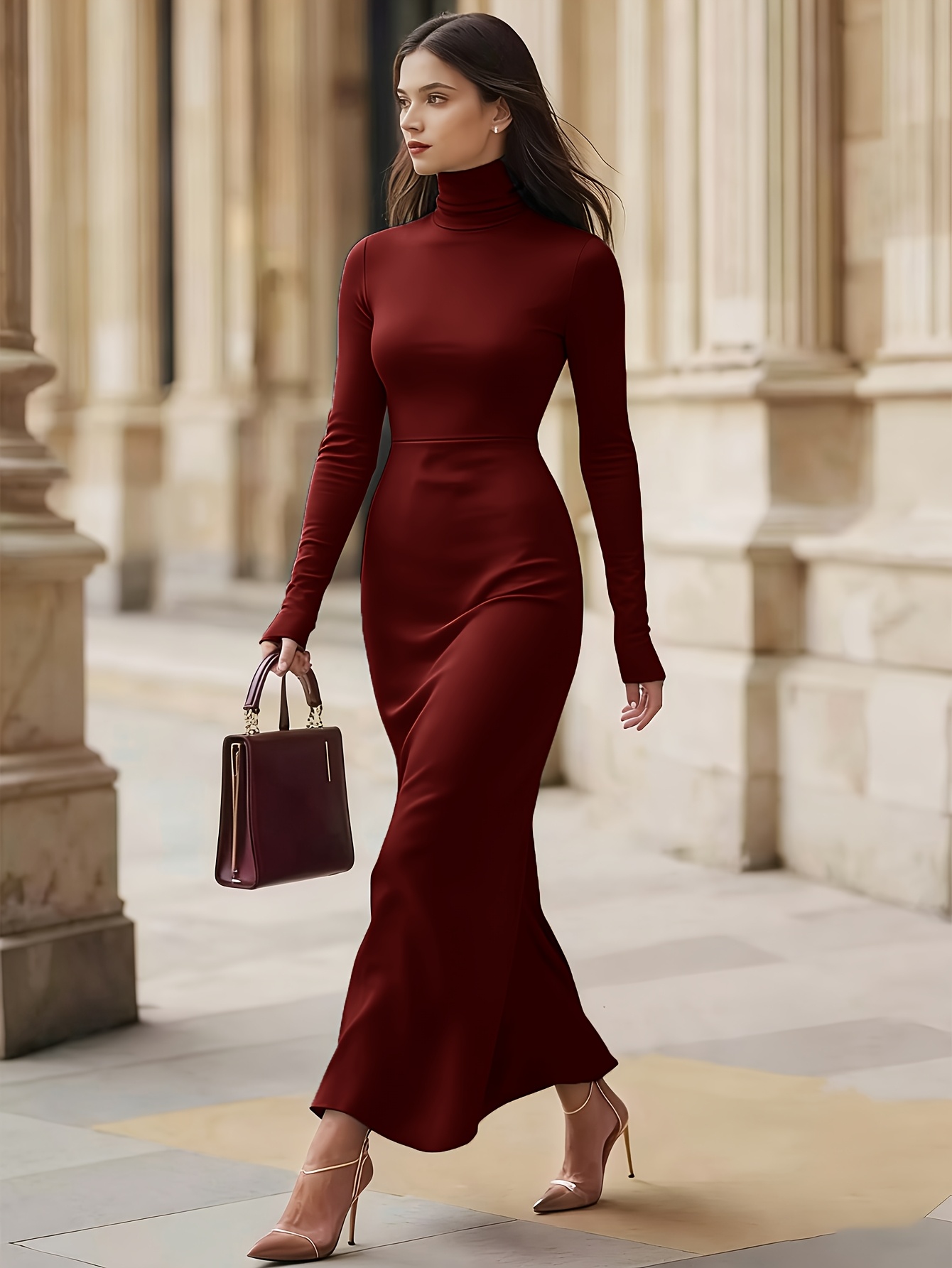 an elegant sophisticated solid colored high neck long sleeve - Temu  Mauritius