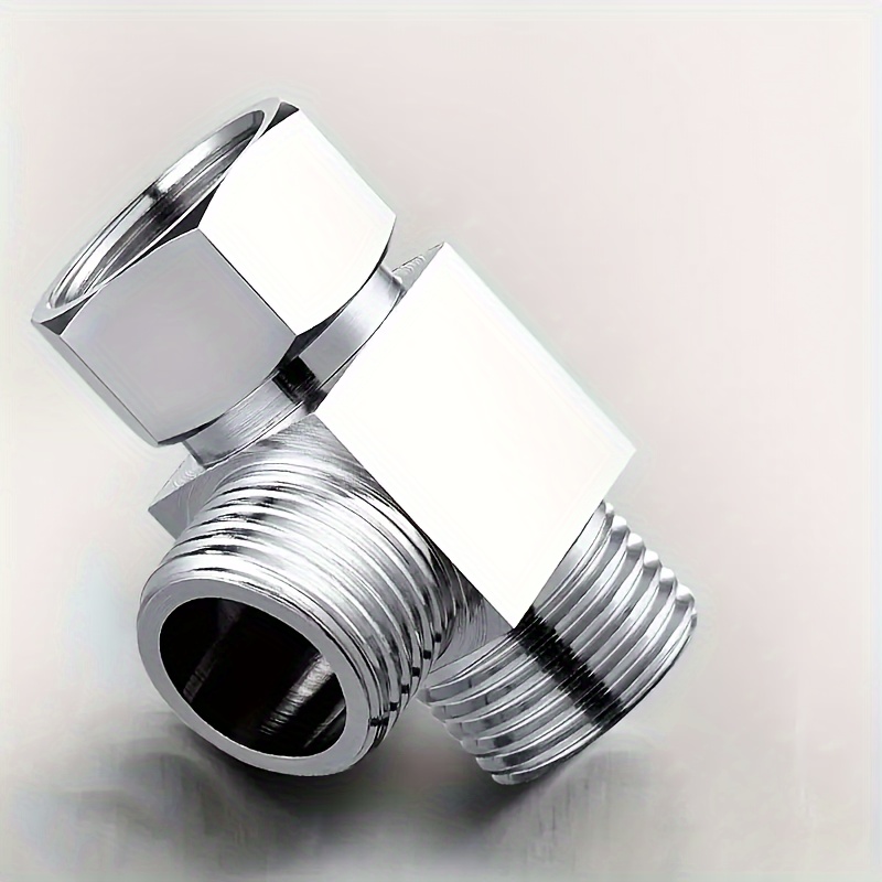 Image of 1pc Connector Valve: 1-inlet, 2-outlets, T-type, All-copper, Battery-free, Suitable For Washing Machines And Shower Faucets, Built-in Brass + Stainless Steel