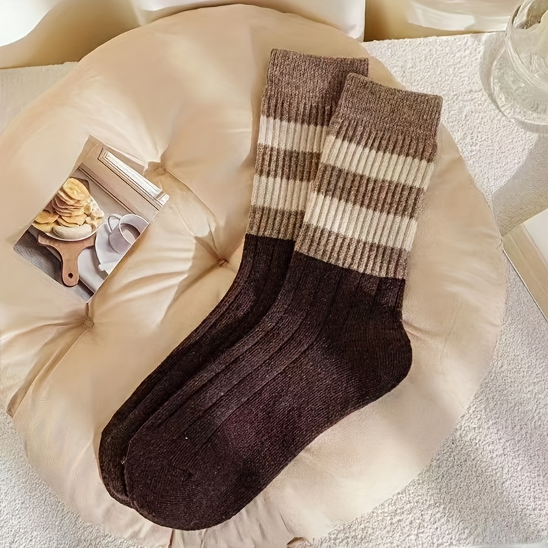 5 Pairs Thick Autumn and Winter Striped Long Women's Socks