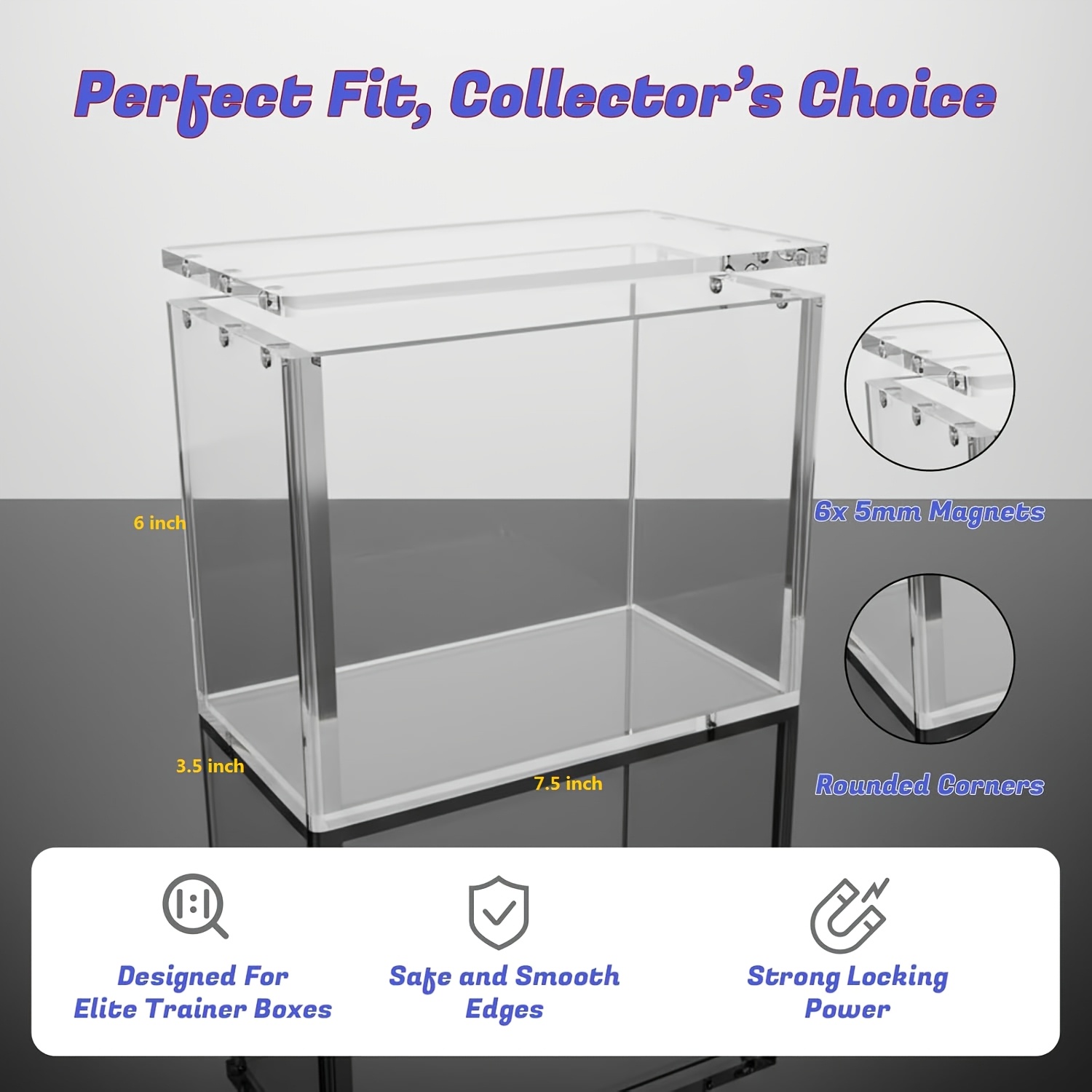 TEMU Etb/ Booste Bundle Acrylic Case, 6mm+6mm+3mm Thick Clear Acrylic Etb Display Box With Magnetic Lid-etb Protector Case For Collectors, Uv