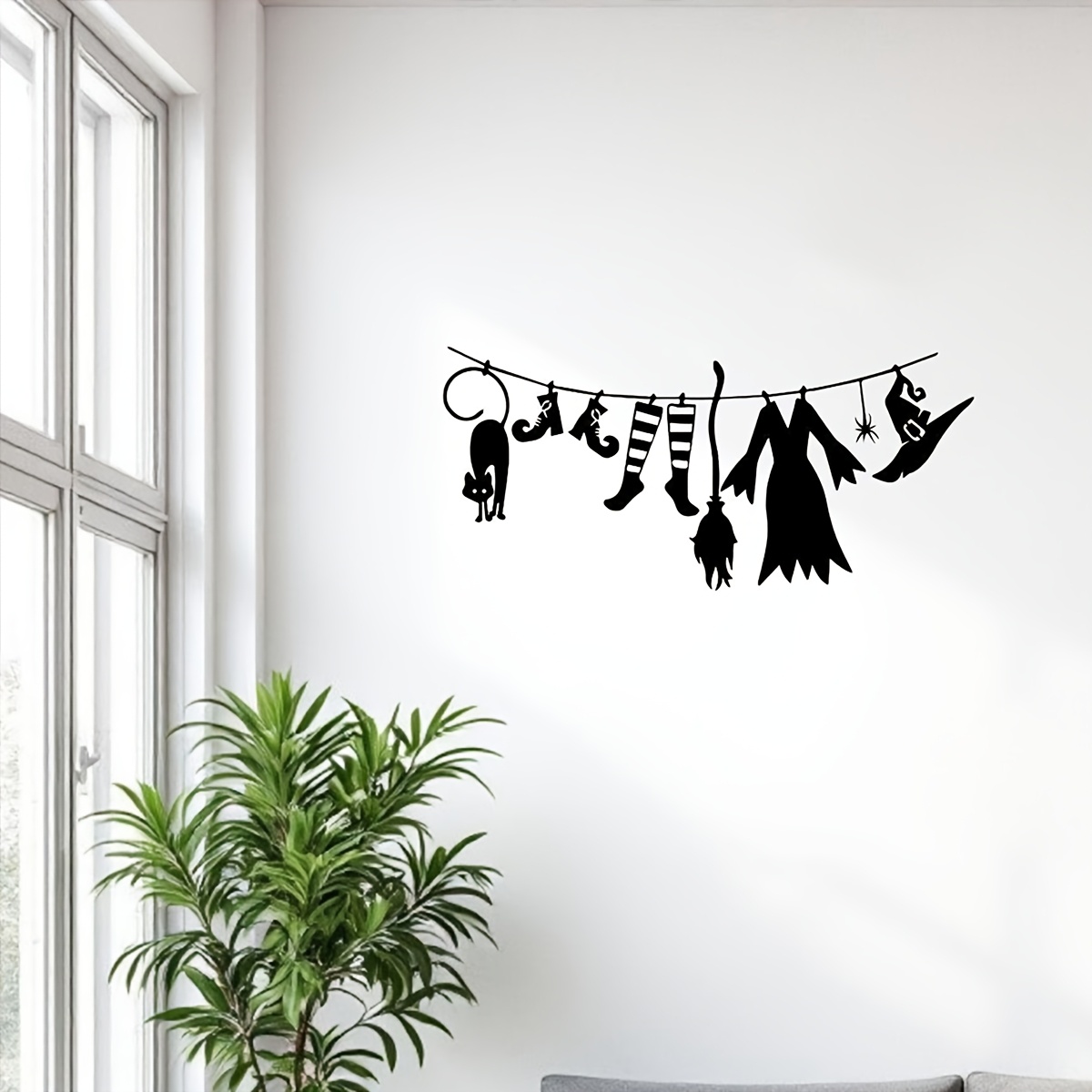 Image of Witch Hat And Cloak Acrylic Wall Decor | Fun And Spooky Halloween Wall Decoration | Party Decor | Halloween Home Decor Christmas, Halloween