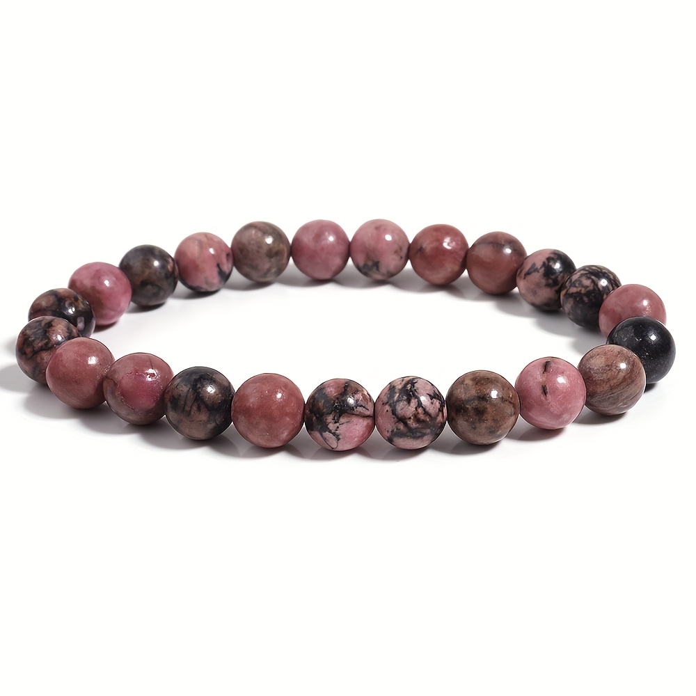 4/6/8/10mm Natural Beaded Elastic Bracelet, -colored Bracelet, Suitable For Men And Women' Wear, Mother's Day Gift