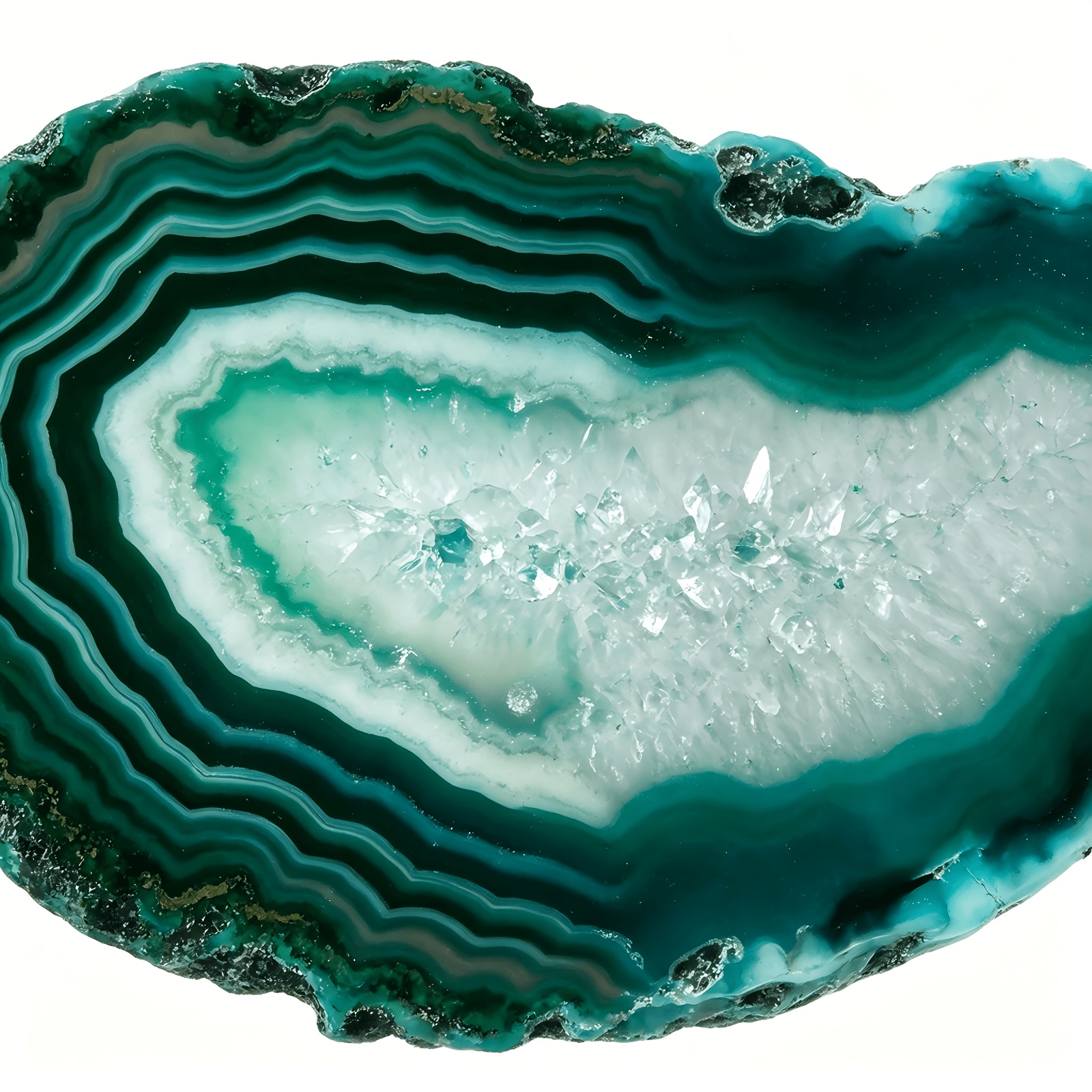 12pcs Natural Teal Green Banded Agate Geode Slices for Craft Making
