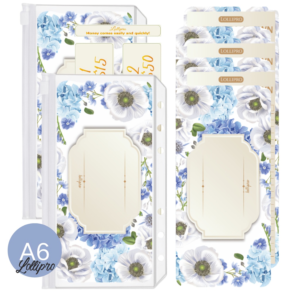6 Pvc A6 Zip Pockets 2pcs With 8pcs 300g Diy Subject Cards For Budget Binder For Women Student