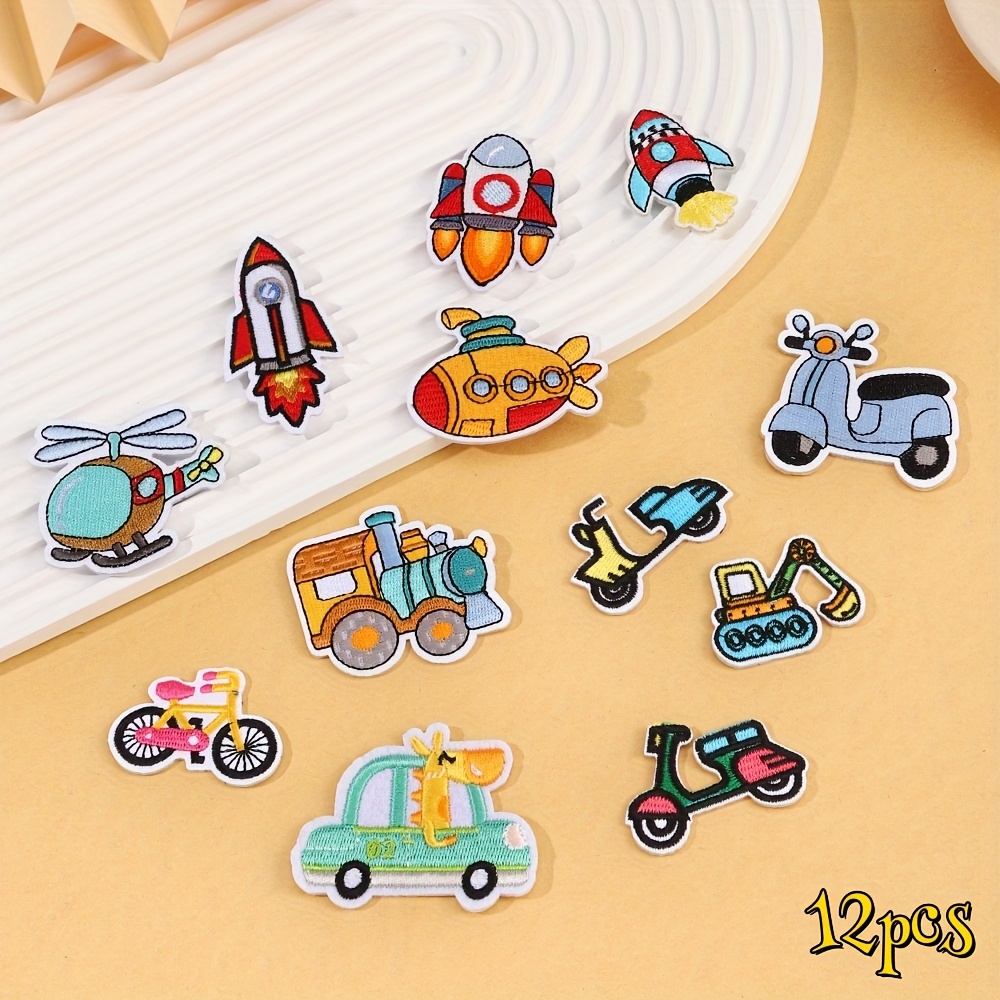 E-shop 12 Stück Cartoon-Patches | Anime Bestickte Fahrzeug-Bekleidungspatches, geeignet für die meisten Bekleidungsveränderungen, gemischte Farben,