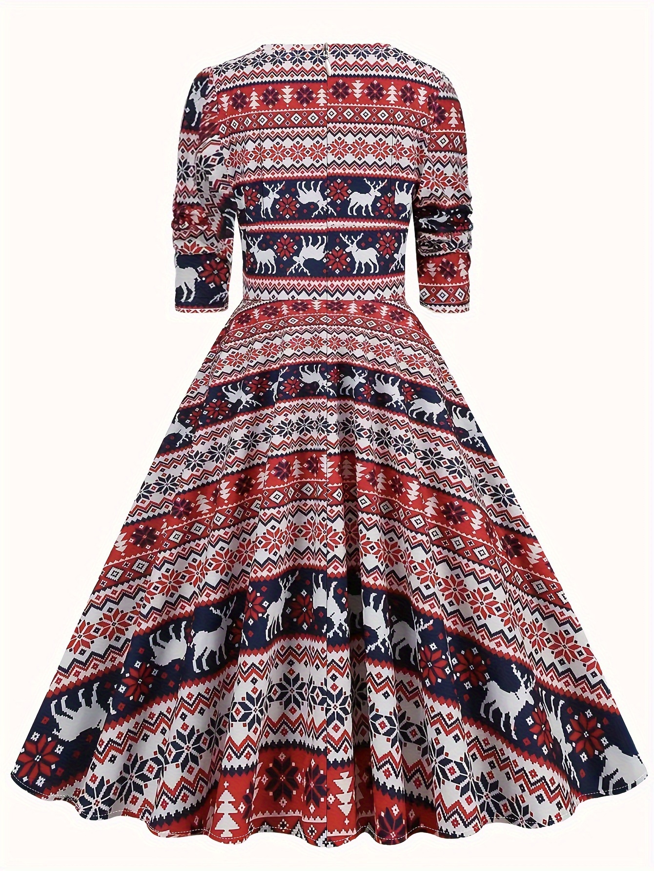 plus size women's vintage christmas party dress flared Temu New