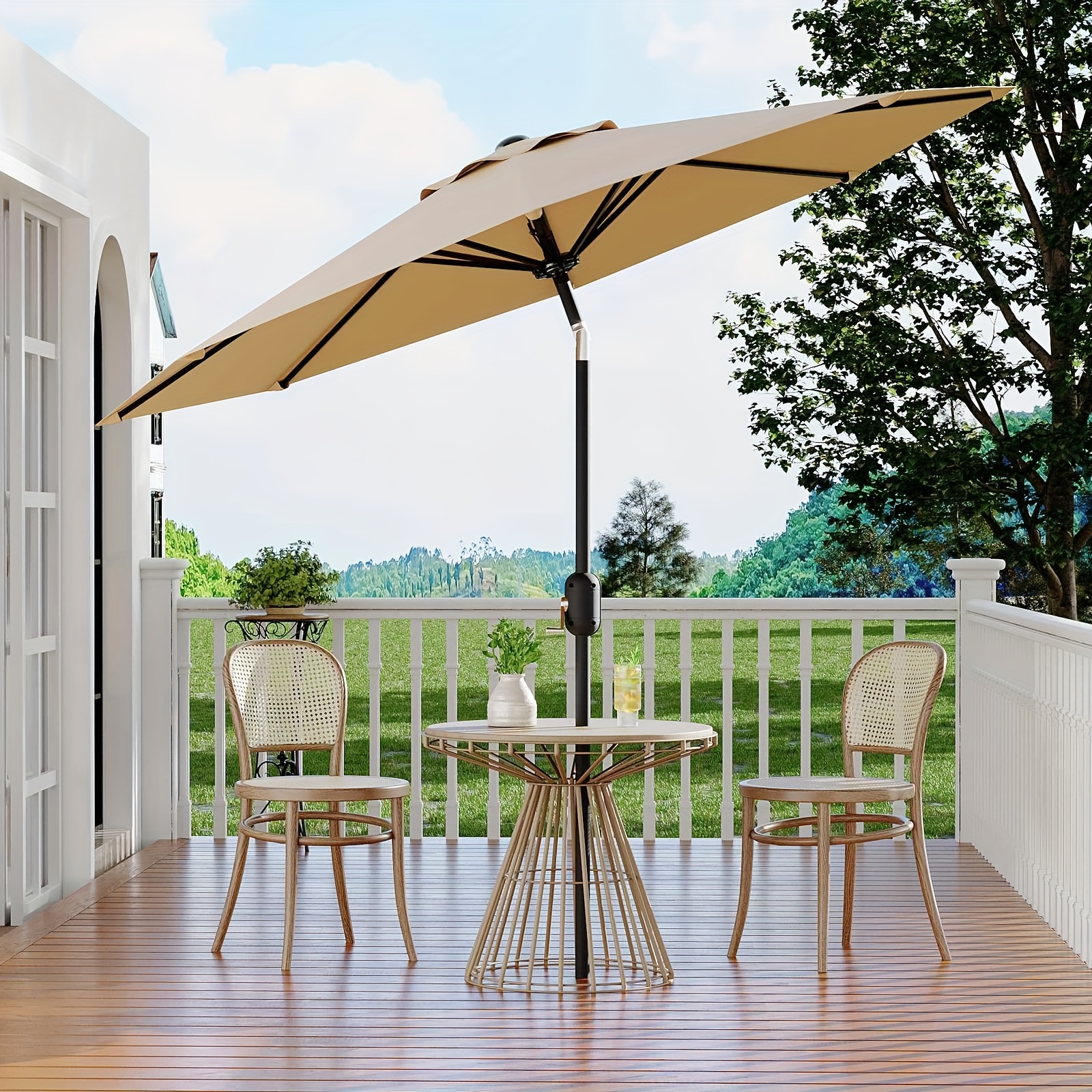 7 5ft 9ft 10ft patio umbrella crank lift push button tilt - Temu
