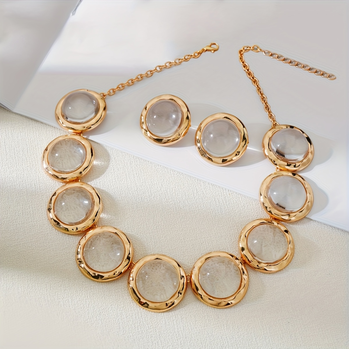 Geometric Round Acrylic Necklace Earring Set
