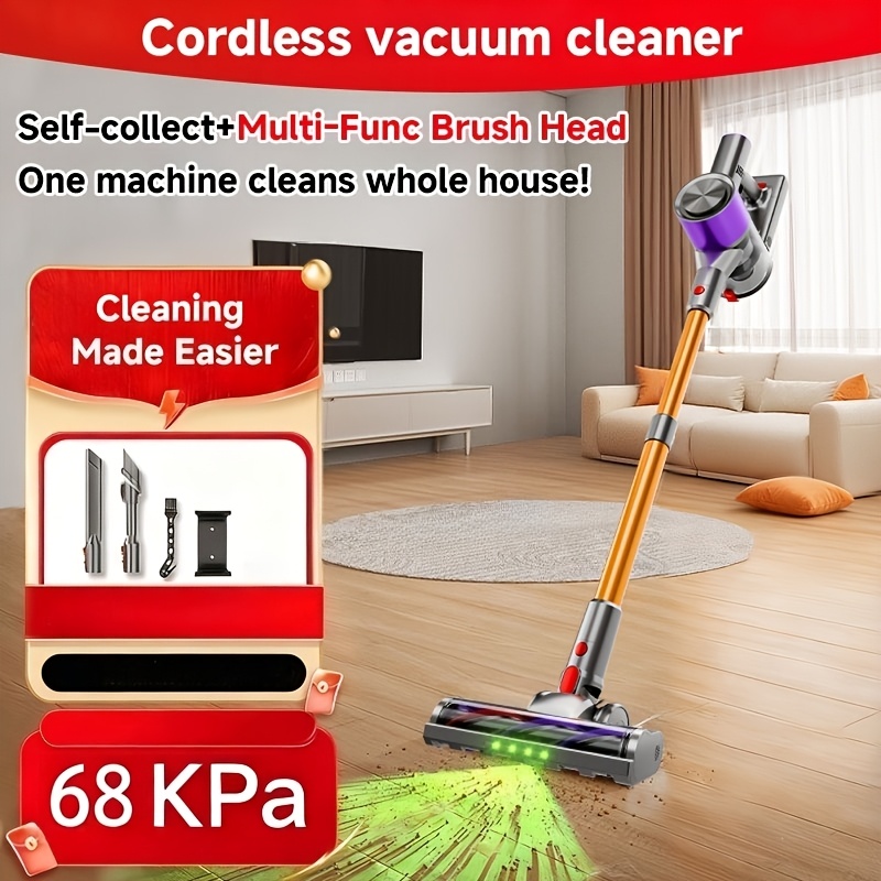 TEMU Aspirateur fil 68KPA, aspirateur , aspirateur fil rechargeable et léger, aspirateur avec -emmêlement et chargement mural. Corps compact adapté