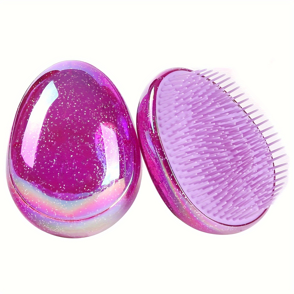 

1pc Egg-shaped Detangling Brush, Anti-knot Massage Comb, Wet And Dry Portable Scalp Massager For Smooth Hair, Fine-tooth Rubber Bristle, Suitable For Normal Hair Type At Salon And Home