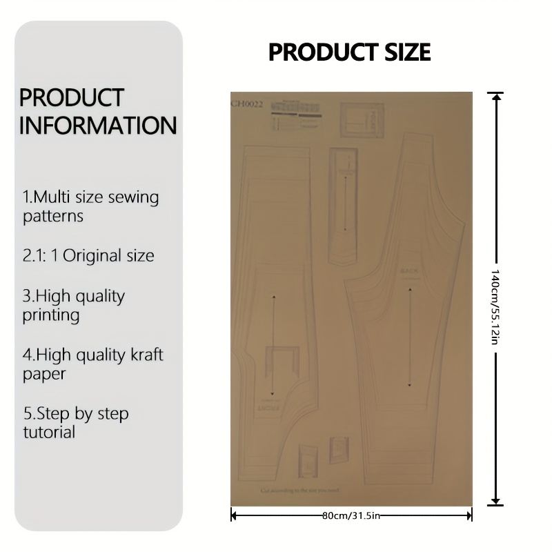 TEMU Overall 9 Size(6m - 10y)sewing Patterns, 1:1 Scale Garment Sewing Patterns, Sewing Beginner's Set, Clothing Prototype Sewing Patterns, Perfect