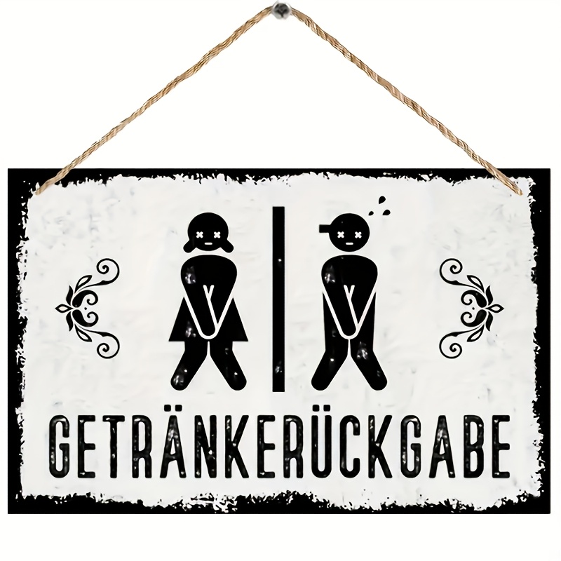 Image of A Vintage Wooden Sign For A Toilet - A Quirky Toilet Indicator Suitable For Homes, Restaurants, Bars, Cafes, And Garage Wall Decor - A Fun Wooden Hanging Decorative Sign - 7.87" X 5".