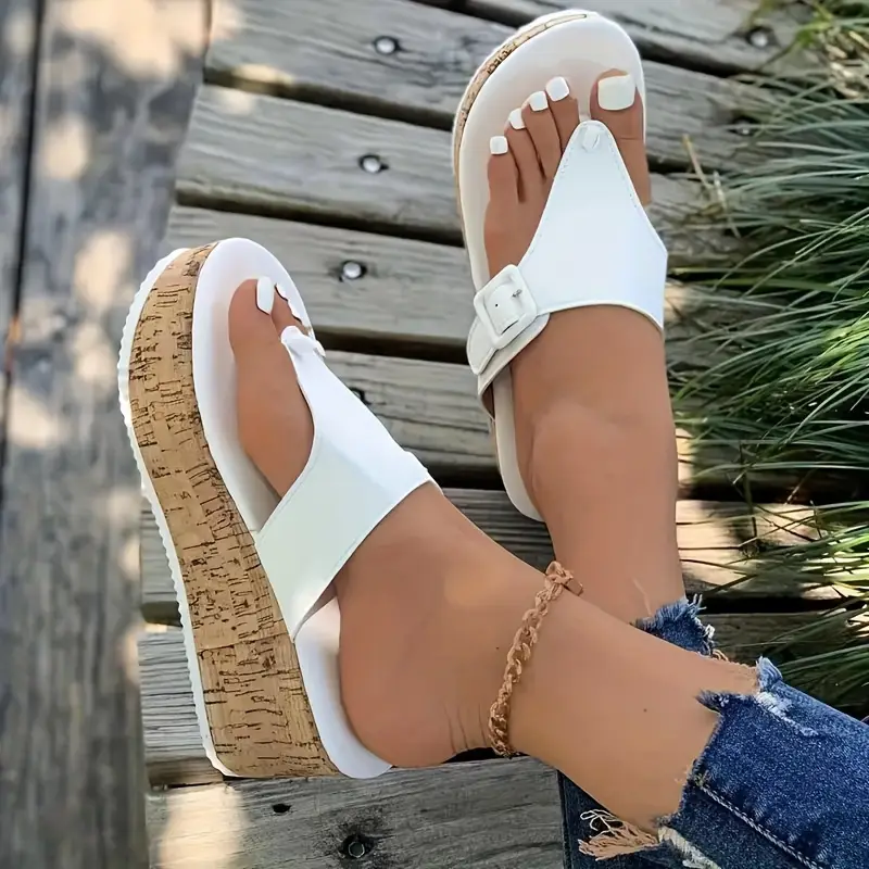 womens clip toe platform sandals casual slip on summer shoes comfortable wedge heeled sandals details 3