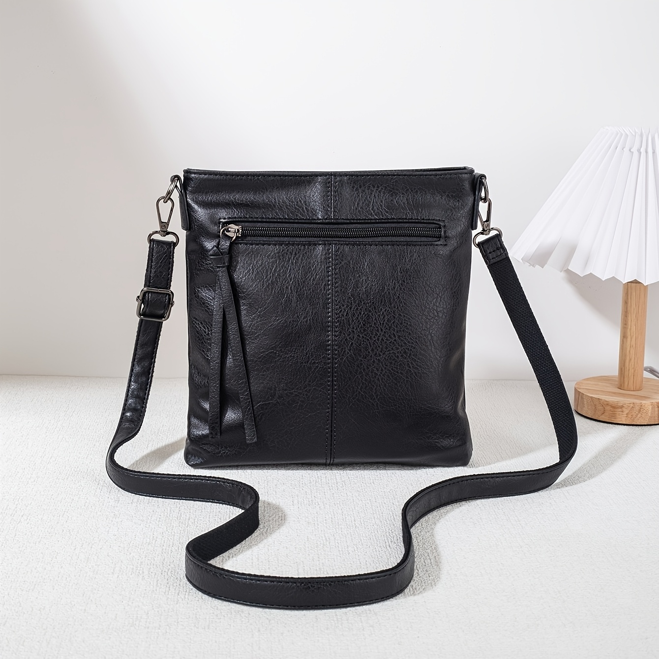 TEMU Special Women'-shoulder Bag, Unisex Large-capacity Multi-functional Bag, Solid Color Distressed Zipper Compartment Crossbody Bag, Vintage Daily