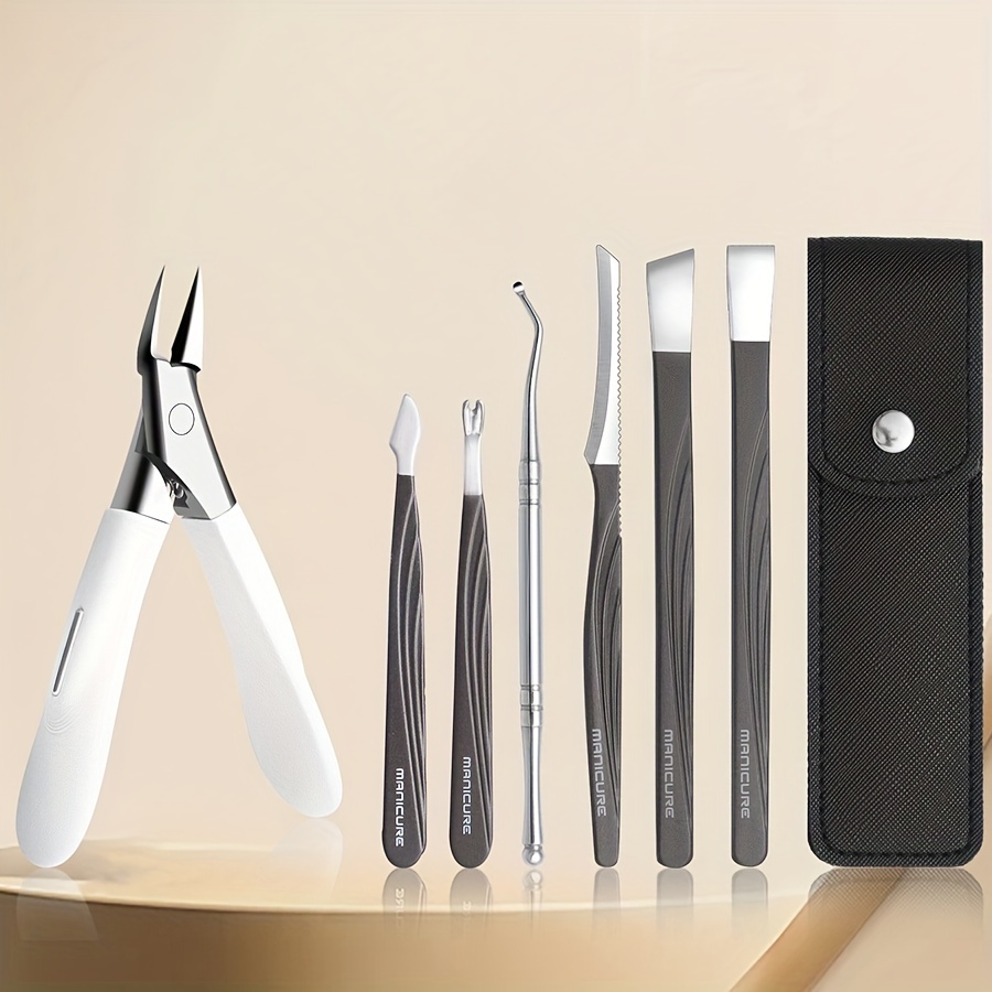 

8pcs Precision Ingrown Toenail Clipper Set - Professional Pedicure Tools With Curved Pliers & Scissors, Nail Care Kit For