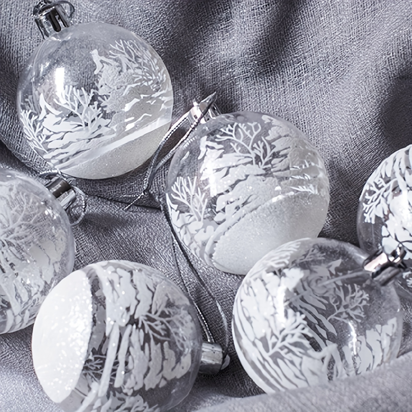 

6pcs Christmas Ball 6cm Boxed Transparent Painted Christmas Tree Decorations