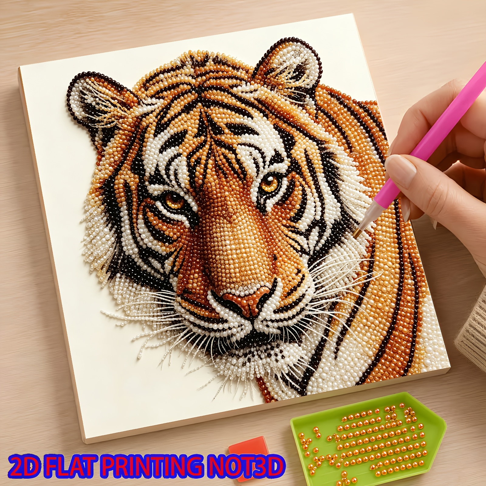 TEMU 2d Flat 1pc Christmas Series Pearl Painting Diy Rhinestone Sticker Creative Diamond Painting Kit, Includes Pearls And Partial Diamond