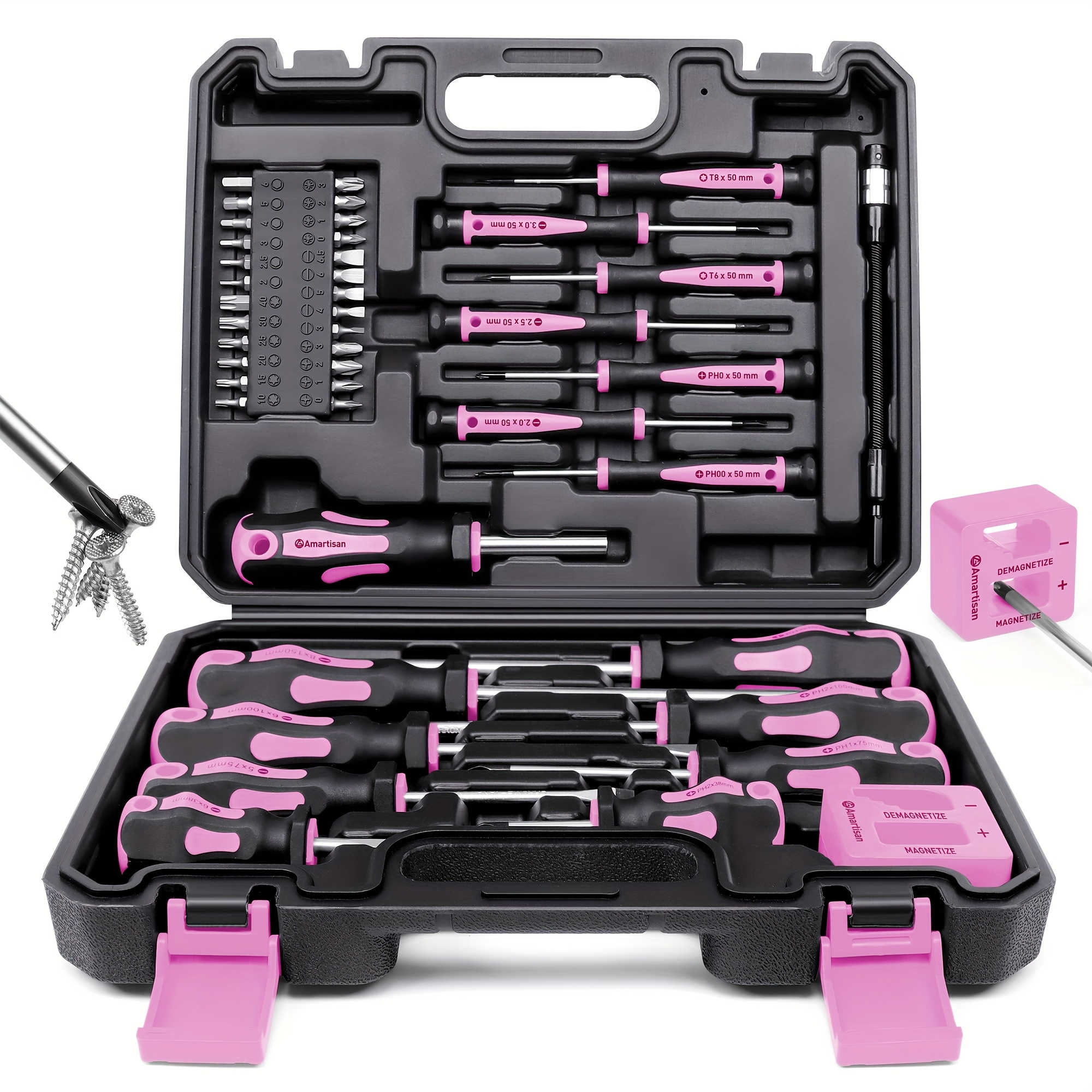 E-shop 43-teiliges Magnetisches Schraubendreher-Werkzeugset, Inklusive Schlitz, Kreuz, Sechskant- und Sternschrauber sowie