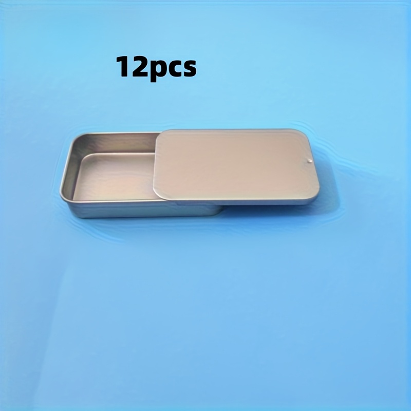 12pcs Mini Metal Storage Boxes With Sliding Lid, Durable Tin Organizer For Crafts, Candies, Jewelry, - Silvery Grey, For Home & Organization, Mini Storage Box, Craft Organization, Sleek Metallic End