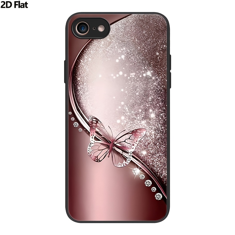 TEMU Phone Case: 2d Light Luxury Rose Golden Gradient Flash Diamond Pattern Phone Case Suitable For Iphone Se(2022)/se(2020)/se3/se2/xr/xs Max/xs/x/8