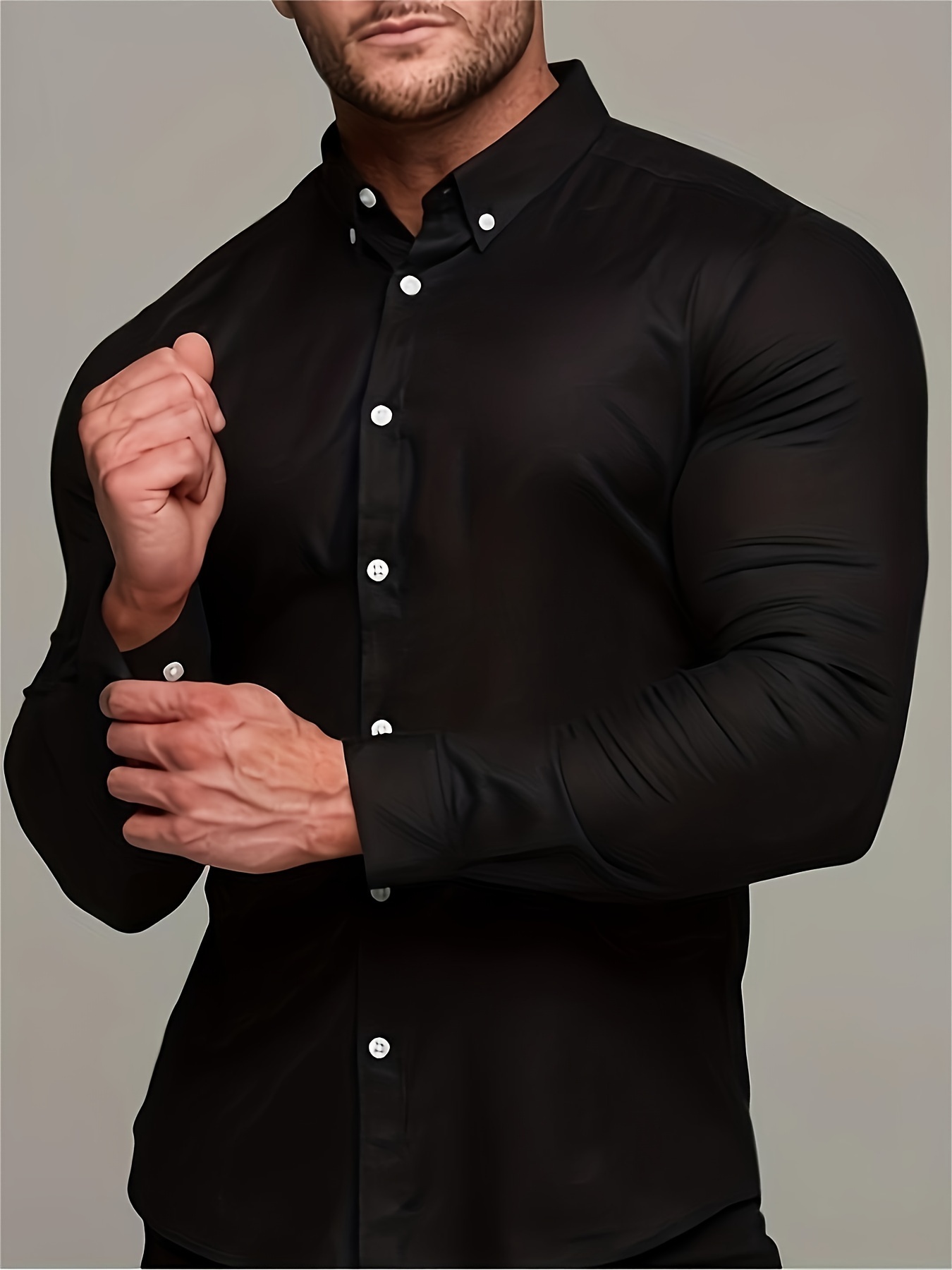 Stretch solid shirt Slim fit