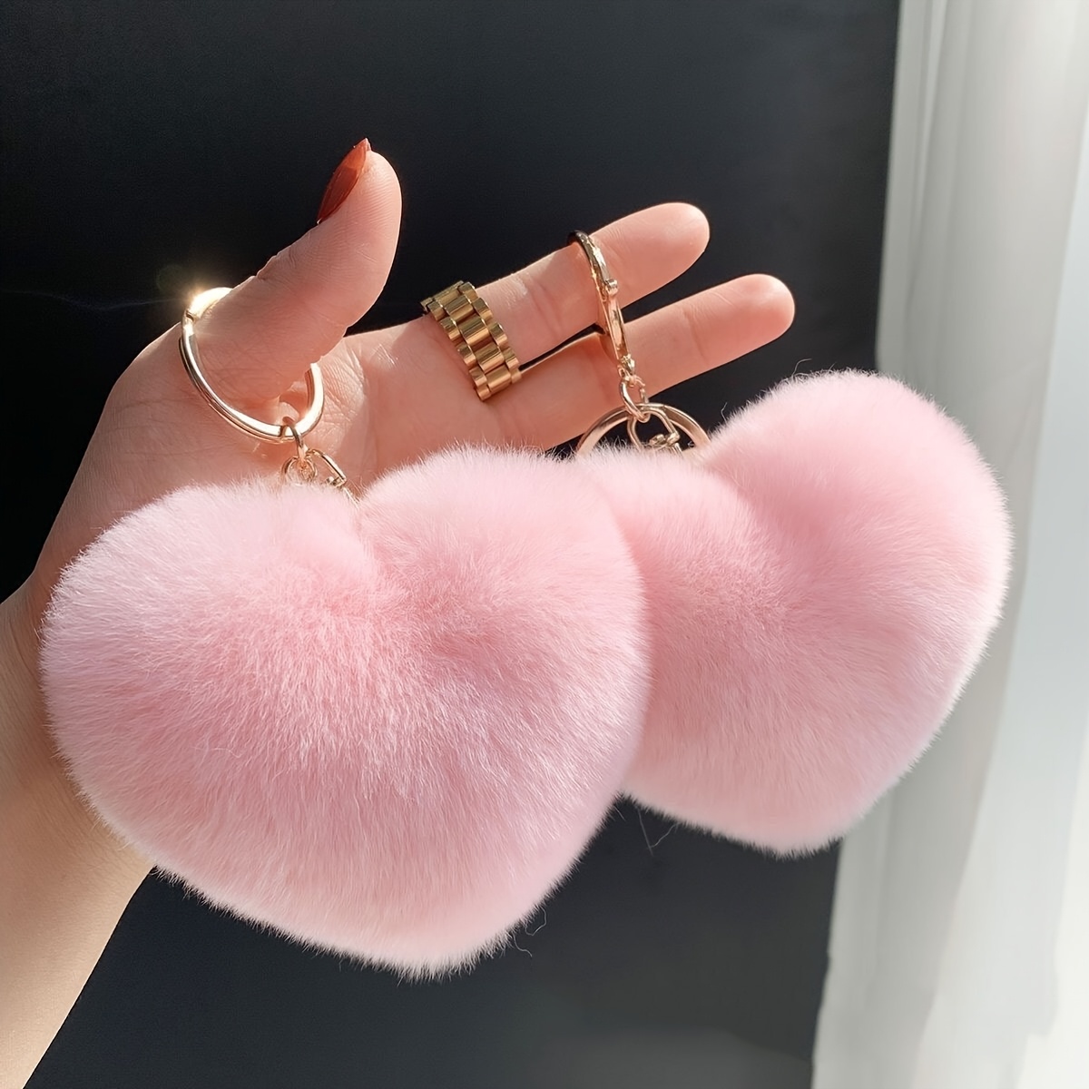 

Vanstan Rabbit Fur Heart Charm - Diy Keychains, Phone Cases & Luggage Accessories - Ideal Valentine's Day Or Thanksgiving Gift