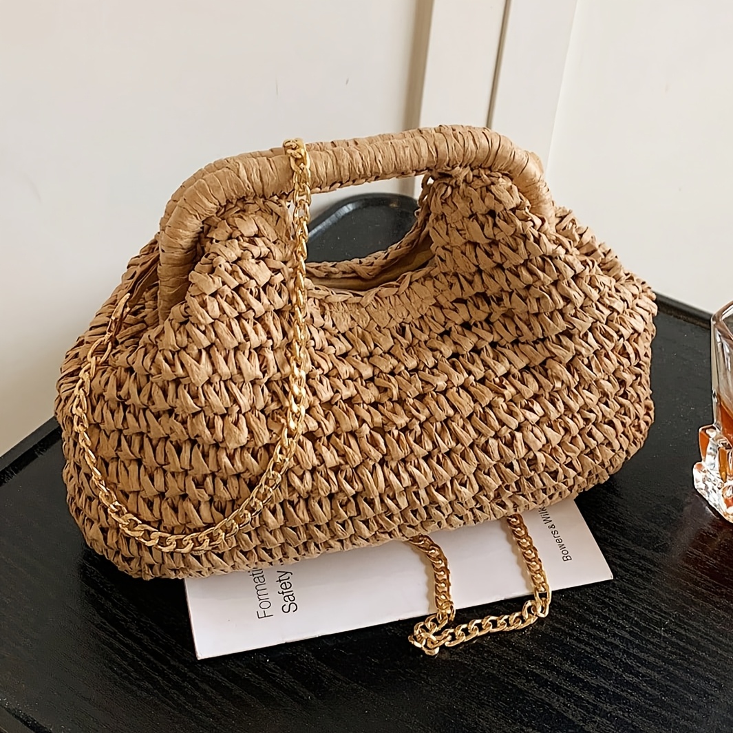 E-shop Lässige Urlaubs-Handtasche aus Webstoff, Körperbeutel, Handtasche mit Einzelnen Löchern und , Schultertasche oder Handtasche, geeignet für