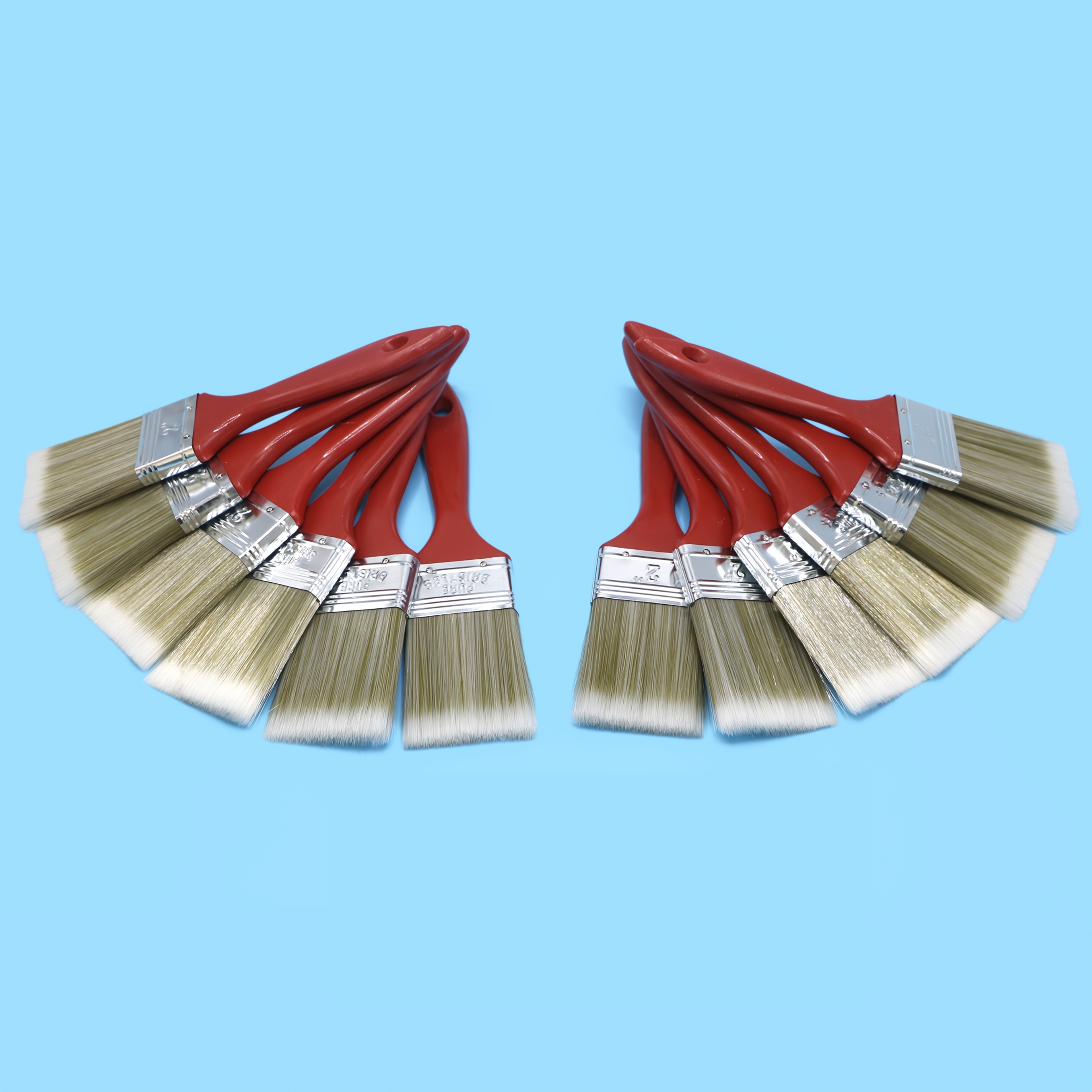 Image of 1/2/3 Inch Paint Brush Set, Red Plastic Handle Brush For Painting, Wall Painting, Furniture And Other Color Smearing, High Quality Paint Brush