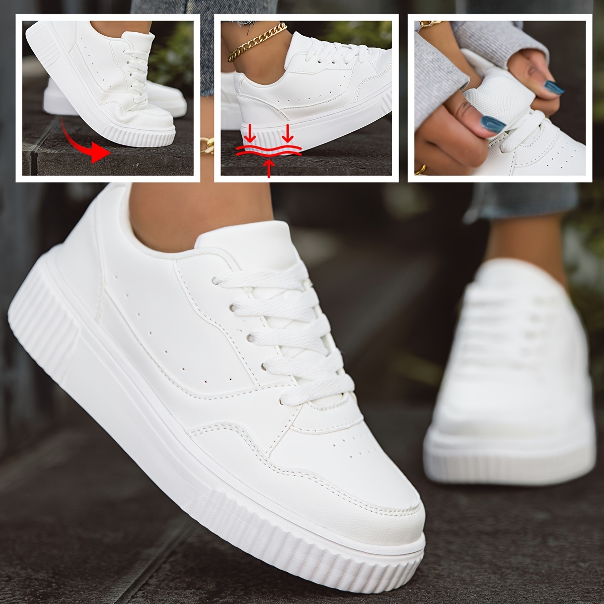 Plateau Sneaker Weiße Sohle Womens Trainers Turnschuhe