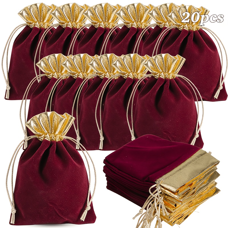 TEMU Cadeau Pour Elle/Lui Lot de 20 Mini Sacs Cadeaux en Velours Premium Dorés, Sacs de de Mariage, Convient pour , Anniversaires, Bijoux, Cadeaux de