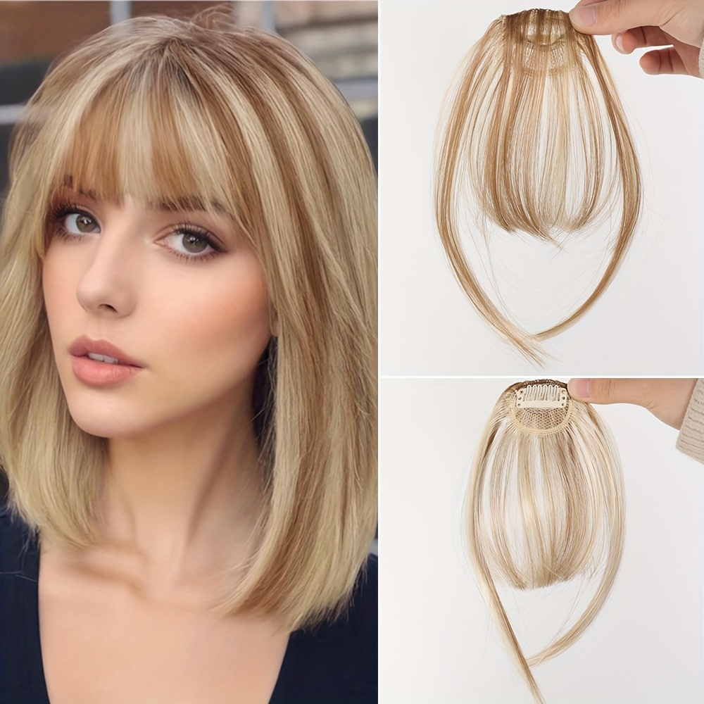 womens synthetic straight hair clip in air bangs light invisible hairpiece with   heat resistant wig accessory   and suitable for   collection details 9