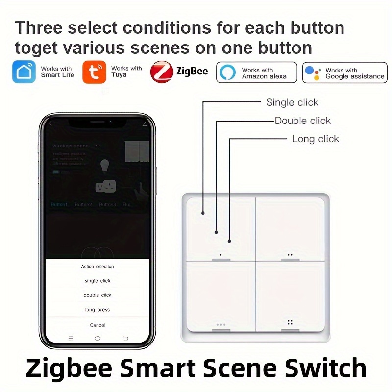 interruptor Inteligente Zigbee Pulsador Control Tecla Escena - Temu Chile